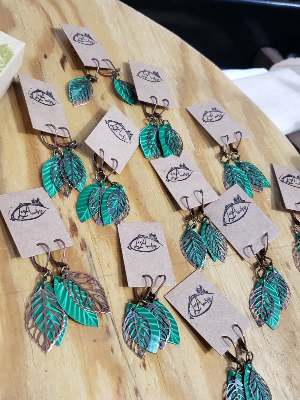 Green Leaf Dangle Earrings - Handcrafted Women’s Earrings